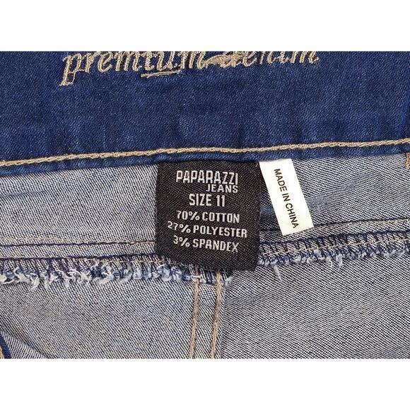 NWT Paparazzi Women's Jeans Size J11 High Rise Skinny Dark Wash Distressed Bling - Picture 10 of 11